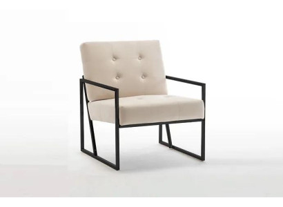 Sedia in tessuto beige monoposto per il soggiorno con gambe in metallo Sala da pranzo relax