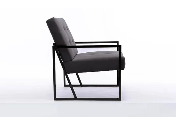 Sedia Chesterfield grigia in legno, arredamento di lusso per il soggiorno, 1 posto. Poltrona Chesterfield grigia in legno, arredamento di lusso per il soggiorno, 1 posto.