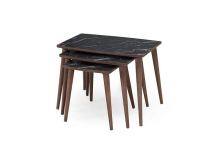 Tavoli rettangolari set di 3 pezzi neri Tavolini da pranzo e soggiorno Nuovo