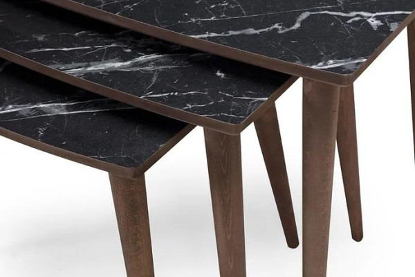 Tavoli rettangolari set di 3 pezzi neri Tavolini da pranzo e soggiorno Nuovo