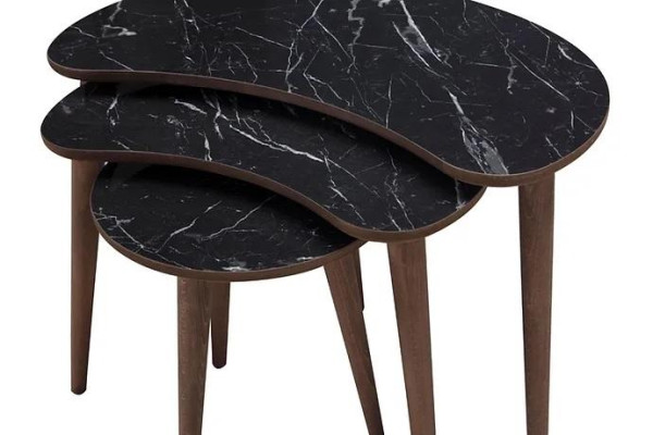 Tavoli da salotto 3 pezzi in legno nero set di tavoli da salotto di lusso. Tavoli da caffè 3 pezzi in legno nero set di tavoli da caffè di lusso.