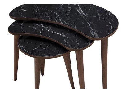 Tavoli da salotto 3 pezzi in legno nero set di tavoli da salotto di lusso. Tavoli da caffè 3 pezzi in legno nero set di tavoli da caffè di lusso.