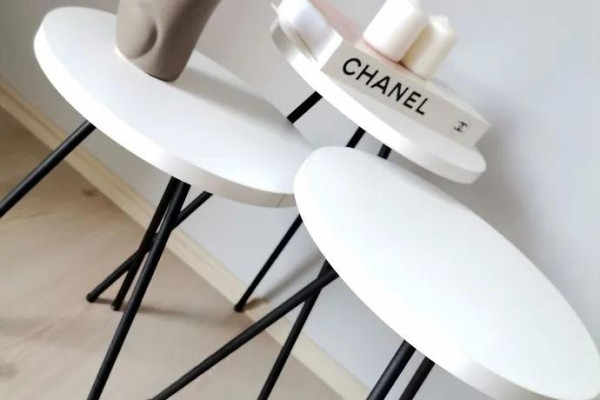 Soggiorno Tavolino del salotto Tavolino Set 3x Moderno Bianco MDF Gambe in metallo