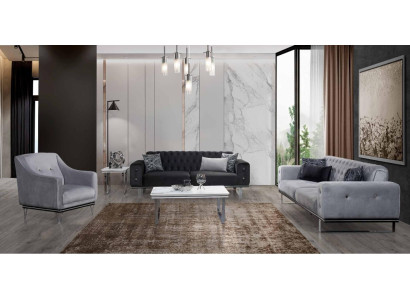 Nero-grigio set da divano Chesterfield moderno tavolino laterale