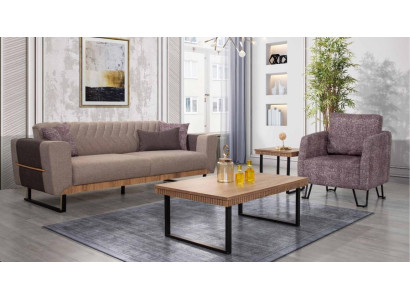 Elegante set da soggiorno composto da divano a 3 posti e divano imbottito 2 pezzi.