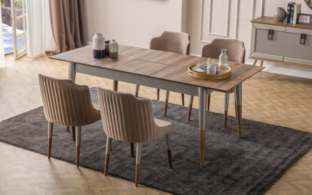 Sala da pranzo luminosa Set da tavola resistente Lussuoso mobiletto 9 pezzi  Sala da pranzo luminosa Set da tavola resistente Lussuoso mobiletto 9 pezzi