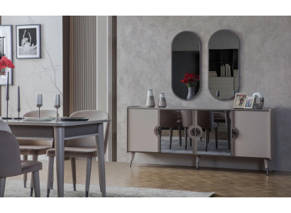 Gruppo da pranzo grigio Sedie da pranzo Tavolo allungabile Madia