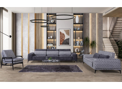 Salotto grigio Set di divani Esclusivo tre posti Singolo 3 pezzi 4+3+1  Soggiorno grigio Set di divani Esclusivo tre posti Singolo 3 pezzi 4+3+1