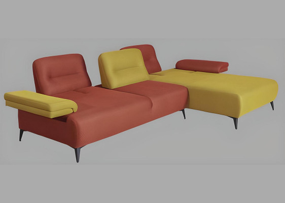 Divano angolare a L bicolore, design per salotto, divano moderno.