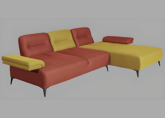 Divano angolare a L bicolore, design per salotto, divano moderno.