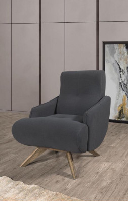 Sedia lounge grigia, design monoposto, poltrona imbottita da salotto.   Poltrona lounge grigia, design monoposto, poltrona imbottita da salotto.