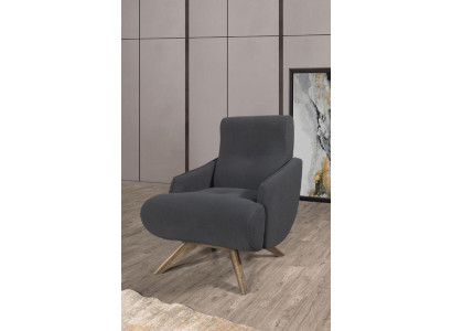 Sedia lounge grigia, design monoposto, poltrona imbottita da salotto.   Poltrona lounge grigia, design monoposto, poltrona imbottita da salotto.