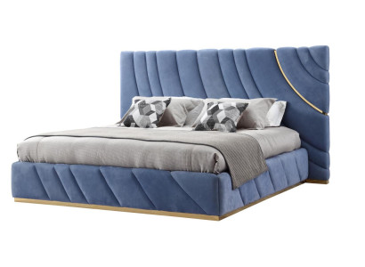 Camera da letto con letto, 2 comodini, 3 pezzi. Blu nuovo. Moderno. Mobili di lusso completi.
