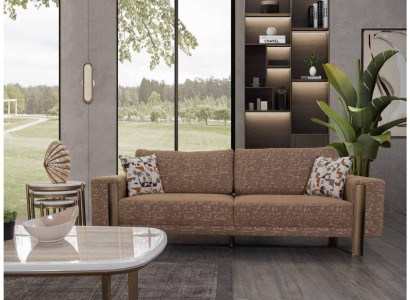 Elegante Set di divani soggiorno marrone di design 3 posti 1 posti 3 pezzi