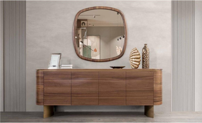 Mobile moderno marrone 4 ante credenza design specchio