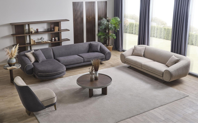 Designer soggiorno set a L divano poltrona imbottitura mobili