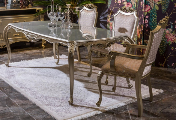 Sala da pranzo tavolo sedie set gruppo abbinato tavoli lusso 5 pezzi.