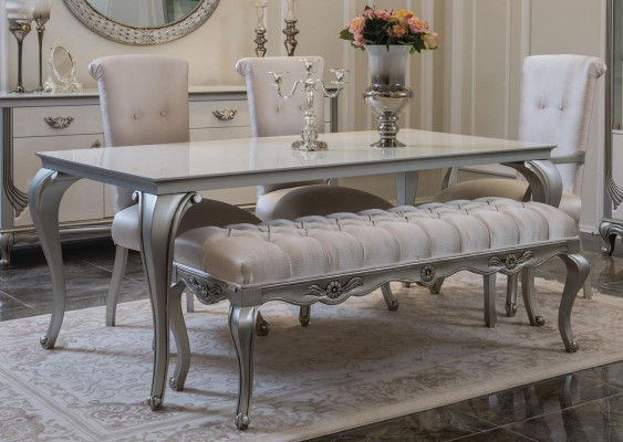 Sala da pranzo Set 9 pezzi Tavolo sedie Comò Vetrina Specchio Tavoli da pranzo Legno