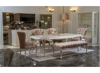 Sala da pranzo Set tavolo credenza 4 sedie vetrina sgabello 8 pezzi. Nuovo