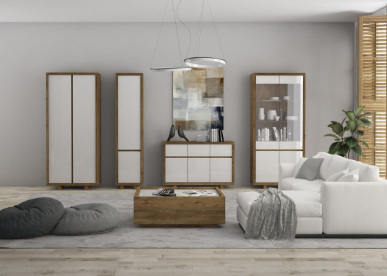 Set soggiorno vetrina credenza pareti attrezzate cassettiere armadio tavolo mobili legno 4 pezzi