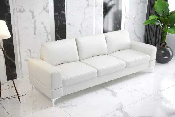 Soggiorno Design Tessuto 3 Posti Bianco Elegante Moderno Divano Imbottitura Nuovo