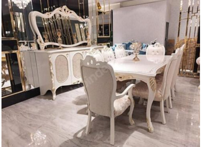 Esclusivo set da pranzo classico elegante composto da 10 pezzi in legno massello.