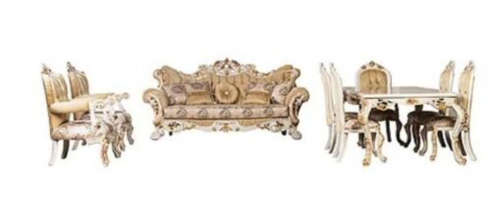 Set da pranzo classico Tavolo con 6 sedie Credenza Completo 8 pezzi.