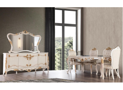 Tavolo da pranzo completo gruppo sala da pranzo tavolo sedia set credenza specchio 6 pezzi