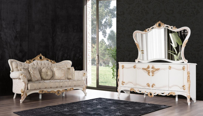 Tavolo da pranzo completo gruppo sala da pranzo tavolo sedia set credenza specchio 6 pezzi