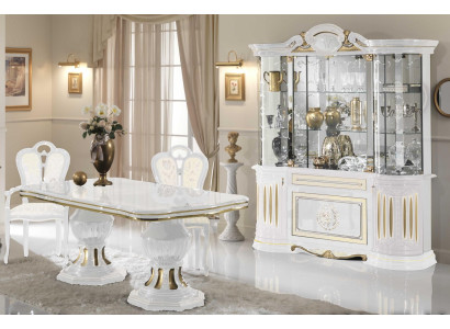 Sala da pranzo completo con tavolo, credenza, set vetrina in legno stile barocco, vetrine 2 pezzi.