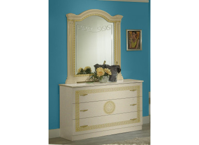 Camera da letto Chesterfield in pelle, set di mobili design 6 pezzi con comodini e cassettiera.