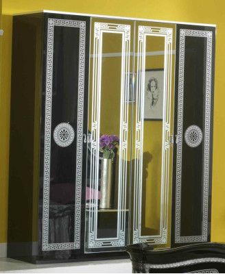 Camera da letto nera set completo cassettiera stile letto set 6 pezzi barocco nuovo