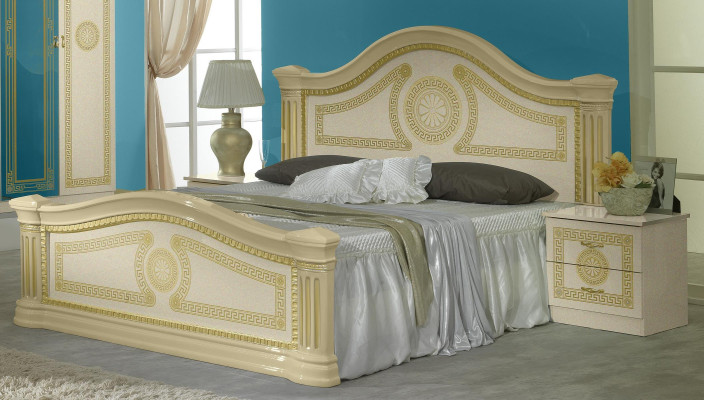 Camera da letto di lusso Letto in legno classico Comodino 6 pezzi Mobili di design