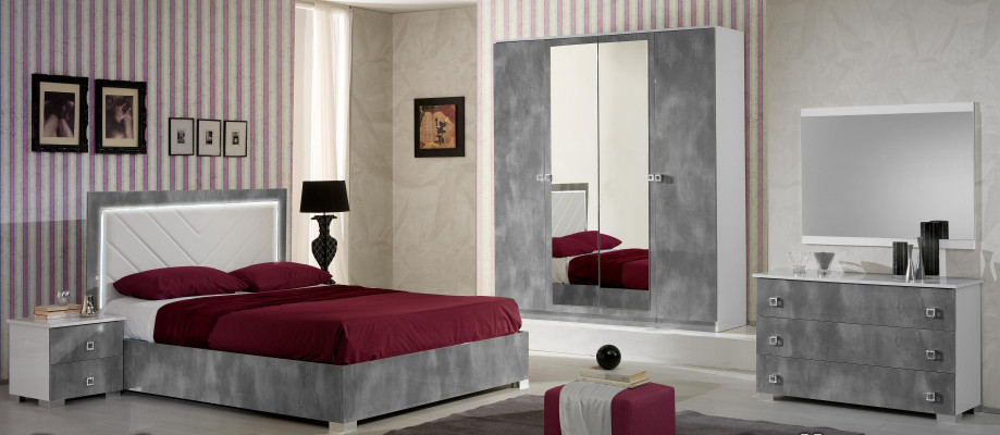 Design camera da letto 3 pezzi. Letto 2 comodini Set di mobili per letti di lusso classici