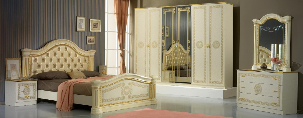 Camera da letto Letto Chesterfield Letti matrimoniali Imbottiti Chesterfield Barocco Rococò