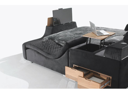 Letto con sollevamento TV, TV multifunzione, letti matrimoniali, camera da letto.
