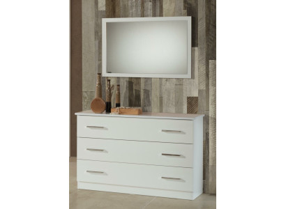 Tavolo da trucco Console Tavolo Sideboard Camera Legno Specchio + Comò Set 2 pezzi