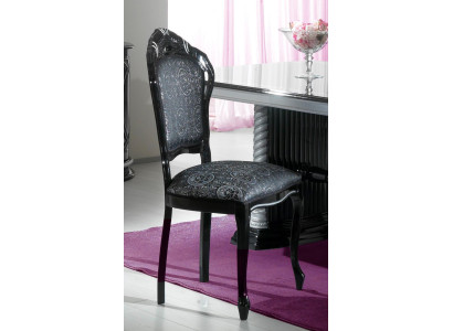 Sedia nera argento design soggiorno sala da pranzo legno sedie imbottite Made Italy.
