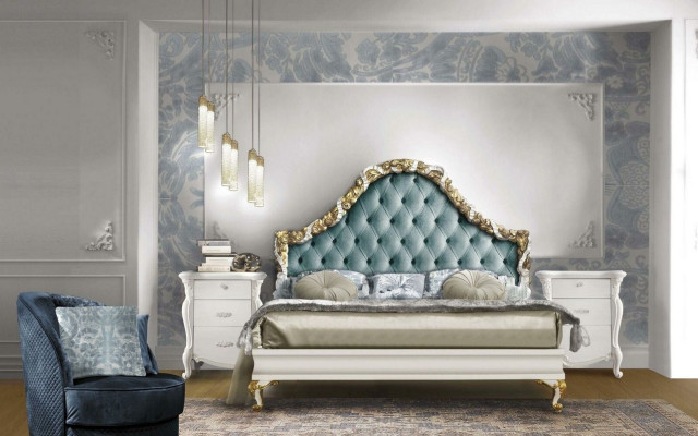 3 pezzi Set camera da letto Letto 2 comodini Console Hotel Letti Matrimoniali Imbottiti