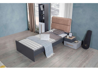 Letto camera giovanile Letti Camera da letto Mobili Letto Singolo Arredamento Grigio