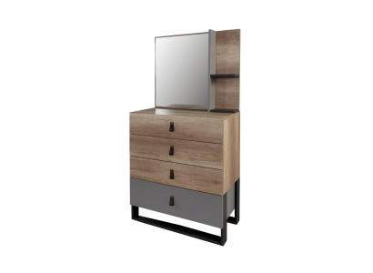 Comò con specchio in legno, design moderno di lusso per camera da giovane.