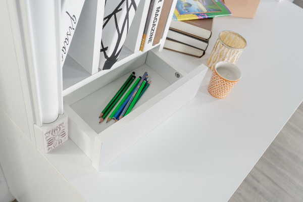 Scrivania Camera Giovanile Bambini Legno Mobili Design Bianco Tavolo Stile Country