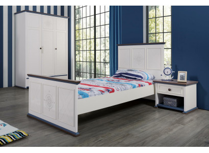 Stanza per ragazzi Letto Comodino Mobili Armadio Completo 3 pezzi.