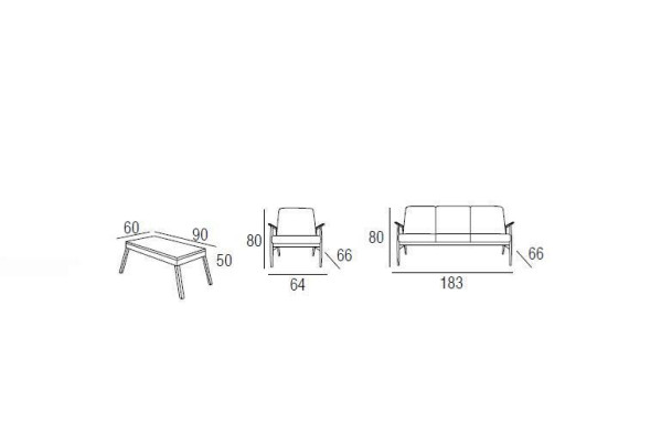 Set da terrazza, set di divani di lusso, divano a tre posti, divano a due posti, tavolino.