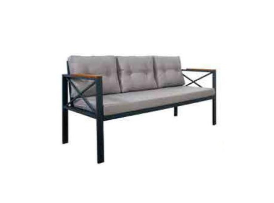 Set da giardino moderno grigio composto da poltrona, poggiapiedi e tavolo, 4 pezzi per il portico.