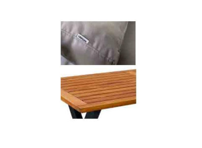 Set da giardino moderno grigio composto da poltrona, poggiapiedi e tavolo, 4 pezzi per il portico.