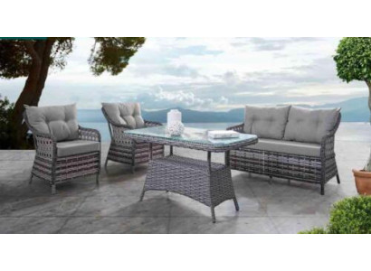 Mobili da giardino moderni Set di divani di lusso Tavolo Pouf Poltrona Gruppo di sedute