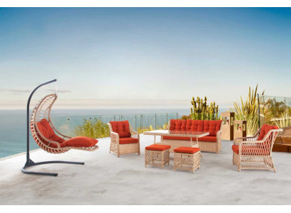 Set da salotto mobili da giardino tavolo sgabello poltrona veranda gruppo di sedute 6 pezzi.