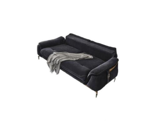 Design Chesterfield salotto 3 posti in tessuto nero imbottito