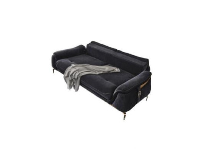 Design Chesterfield salotto 3 posti in tessuto nero imbottito